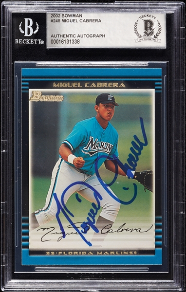 Miguel Cabrera Signed 2002 Bowman No. 245 (BAS)