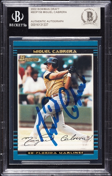 Miguel Cabrera Signed 2002 Bowman Draft No. 156 (BAS)