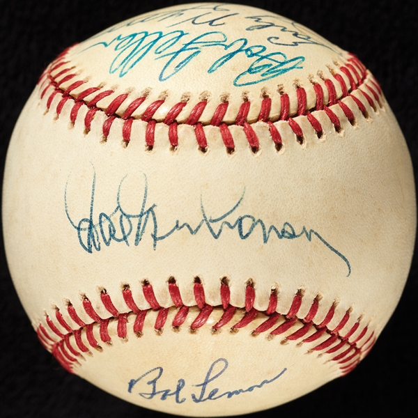 1954 Cleveland Indians Starters Signed OAL Baseball with Feller, Garcia, Wynn, Newhauser, Lemon (BAS)