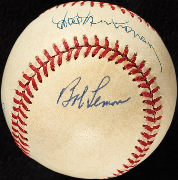 1954 Cleveland Indians Starters Signed OAL Baseball with Feller, Garcia, Wynn, Newhauser, Lemon (BAS)