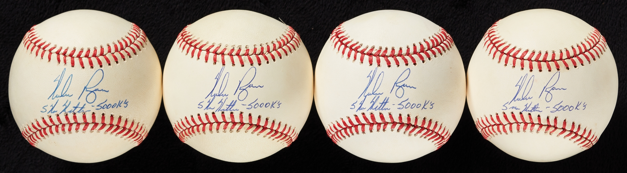 Nolan Ryan Single-Signed OAL Baseballs Group Inscribed 5 No Hitters- 5000 Ks (BAS) (4)