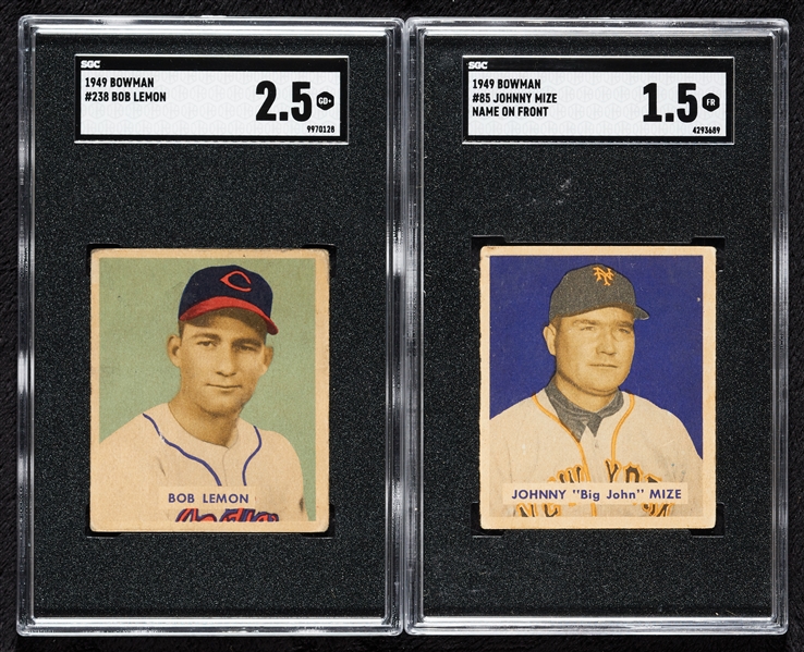 1949 Bowman Bob Lemon & Johnny Mize SGC-Graded Pair (2)