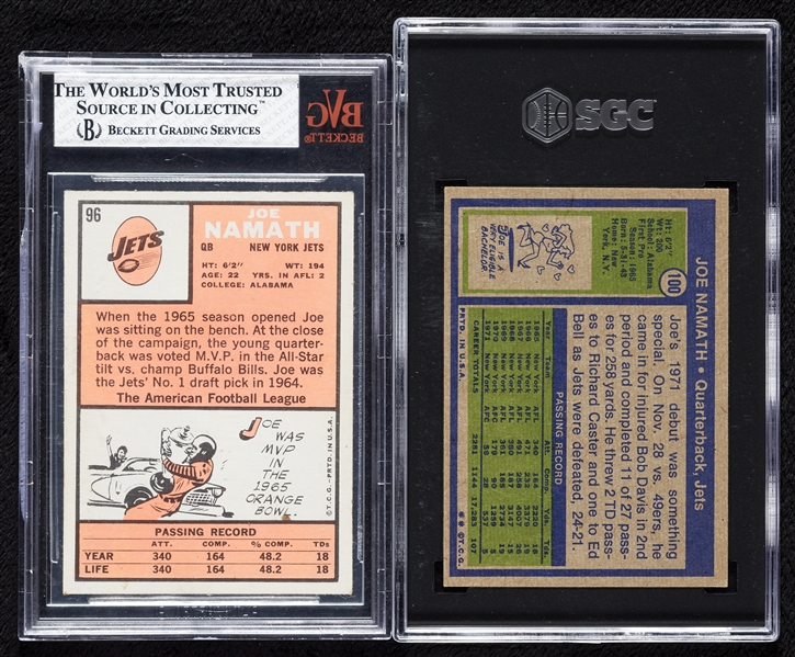 Joe Namath Graded Pair with 1966 Topps BVG 5 (2)