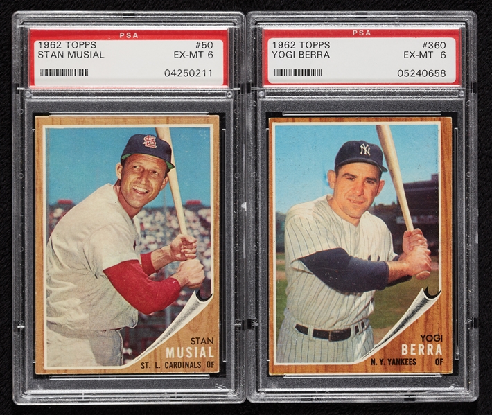 1962 Topps Stan Musial & Yogi Berra PSA 6 Pair (2)