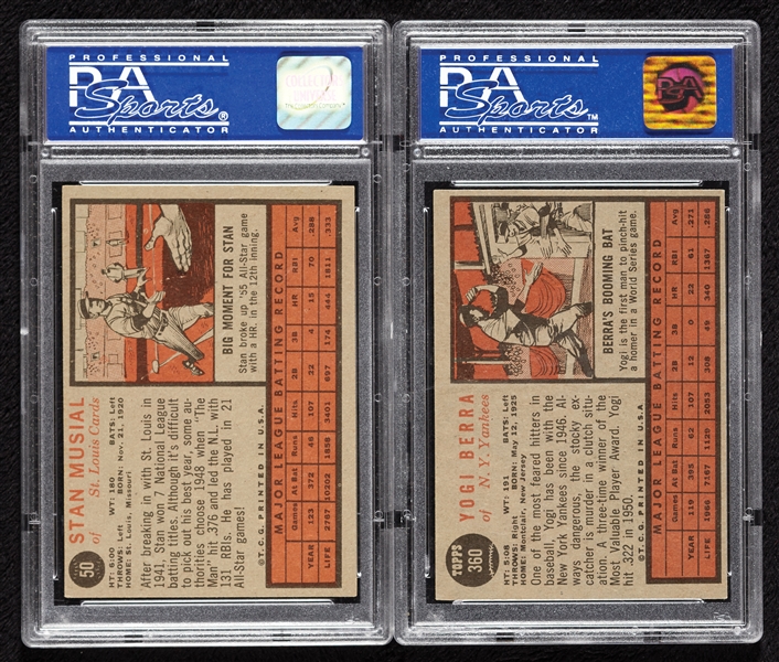 1962 Topps Stan Musial & Yogi Berra PSA 6 Pair (2)