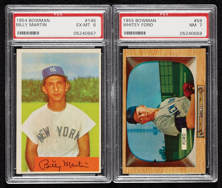 1954-1955 Bowman Whitey Ford & Billy Martin PSA-Graded Pair (2)