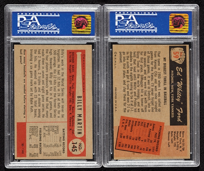 1954-1955 Bowman Whitey Ford & Billy Martin PSA-Graded Pair (2)