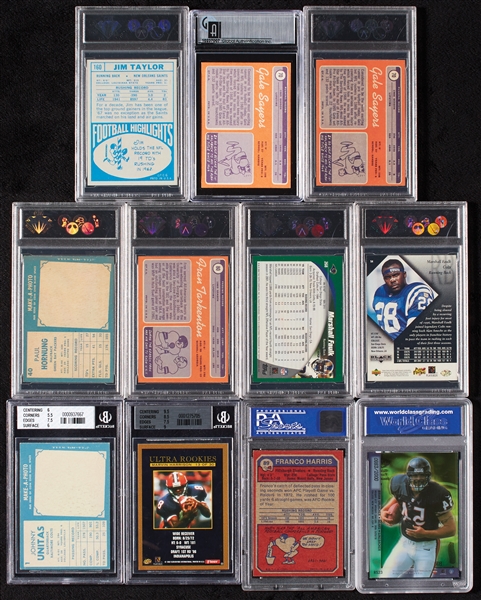 HOFer Football Graded Singles with Unitas, Sayers (11) 