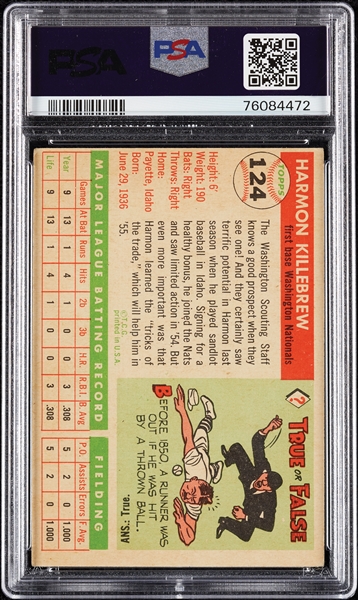 1955 Topps Harmon Killebrew RC No. 124 PSA 4