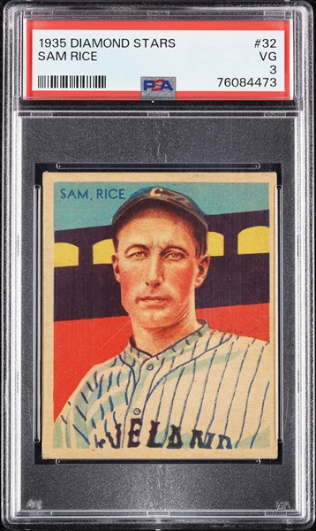 1935 Diamond Stars Sam Rice No. 32 PSA 3