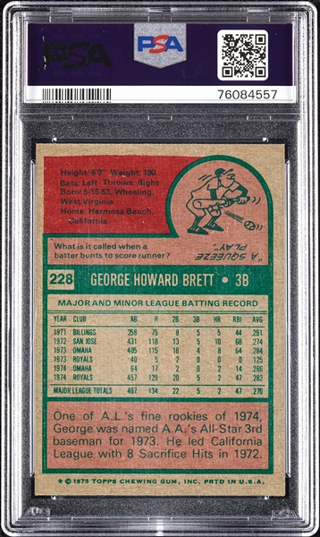 1975 Topps George Brett RC No. 228 PSA 6