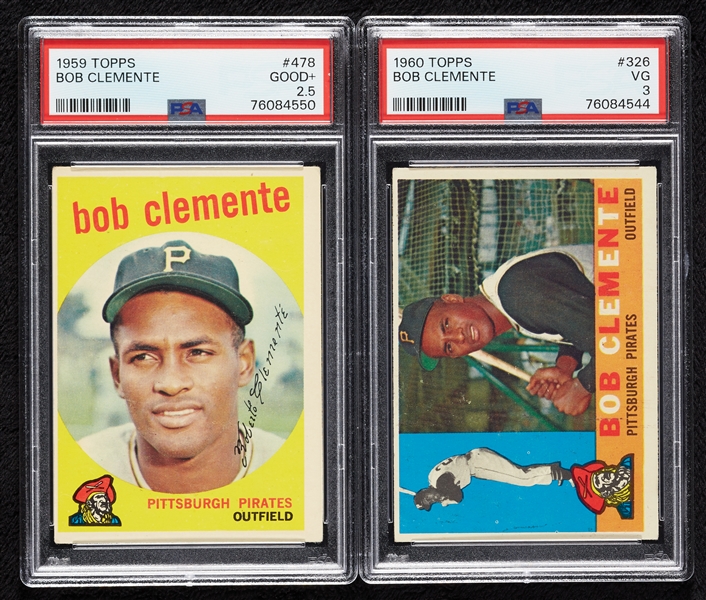 1959 & 1960 Topps Roberto Clemente PSA-Graded Pair (2)