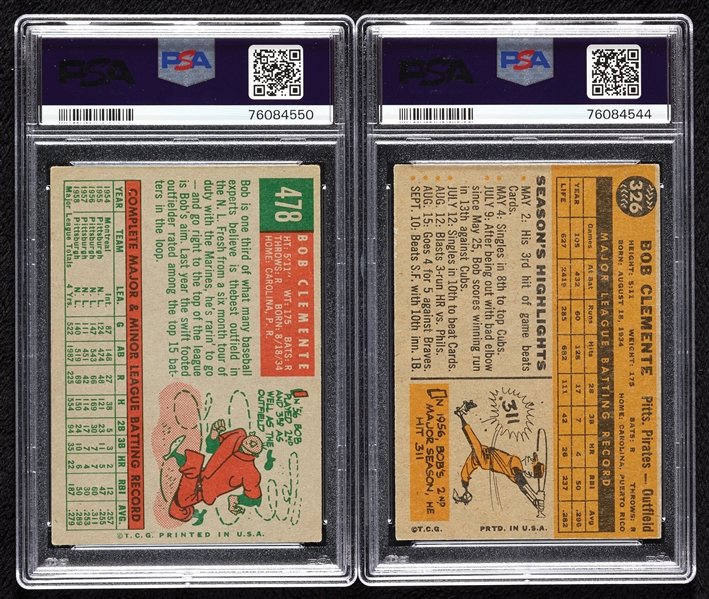 1959 & 1960 Topps Roberto Clemente PSA-Graded Pair (2)