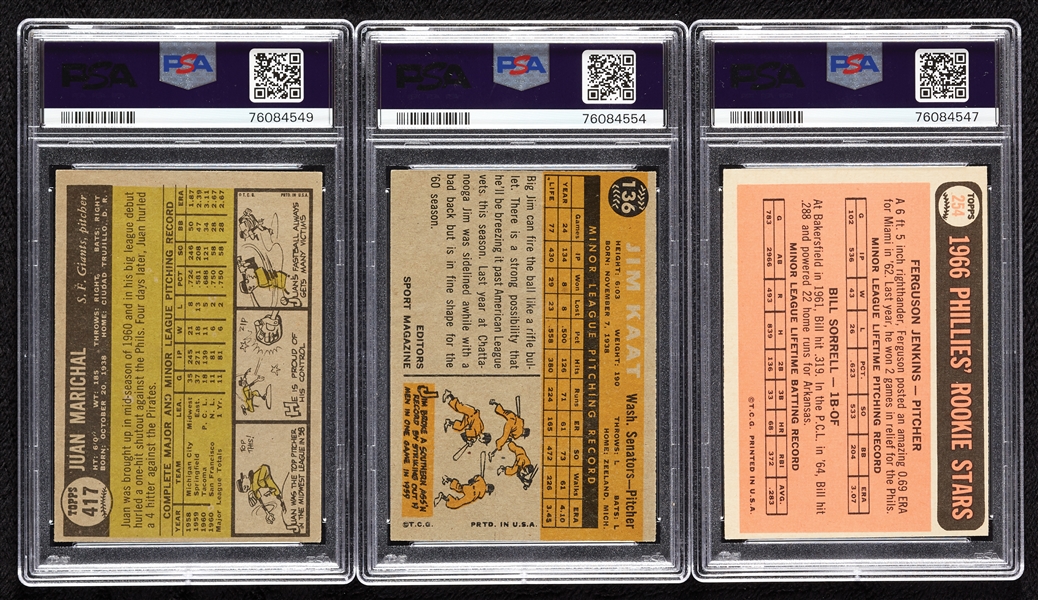 1960s RC PSA-Graded Group with Marichal, Jenkins, Kaat (3)