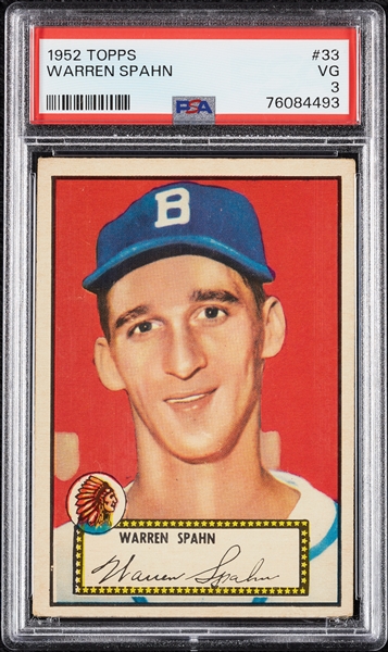 1952 Topps Warren Spahn No. 33 PSA 3