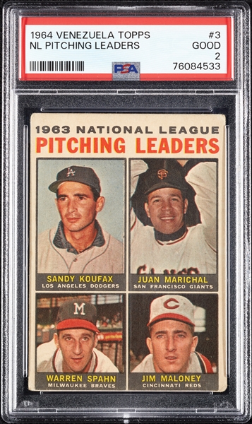 1964 Venezuela Topps NL Pitching Leaders No. 3 PSA 2