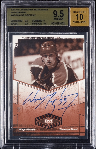 2004-05 UD Legendary Signatures Wayne Gretzky Autographs BGS 9.5 (AUTO 10)