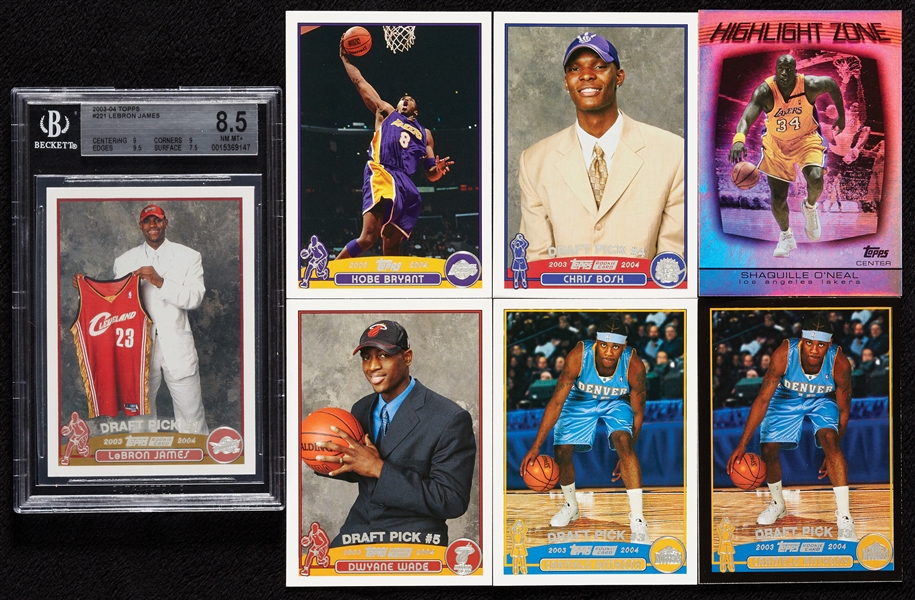 2003 Topps Basketball Set with LeBron James RC BGS 8.5, Carmelo Black Border RC