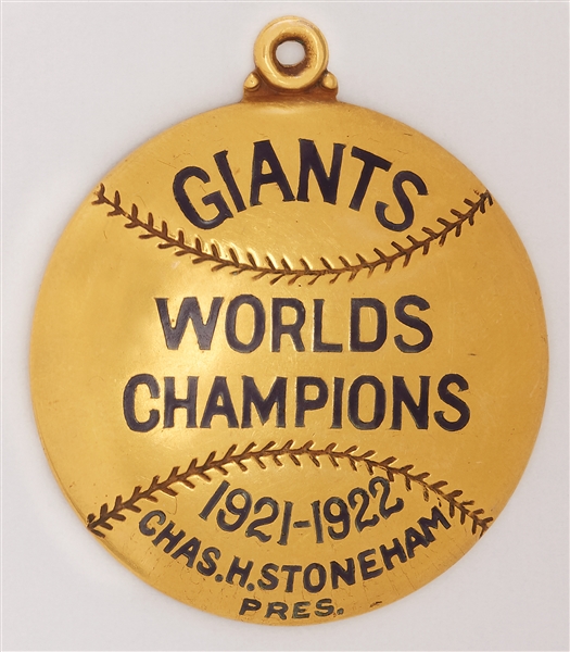 1923 New York Giants 14K Gold Season Pass Baseball Pendant Given to NYC Mayor