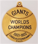 1923 New York Giants 14K Gold Season Pass Baseball Pendant Given to NYC Mayor