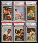 Signed 1953 Bowman Color Baseball Near Set with Mickey Mantle (133/160)