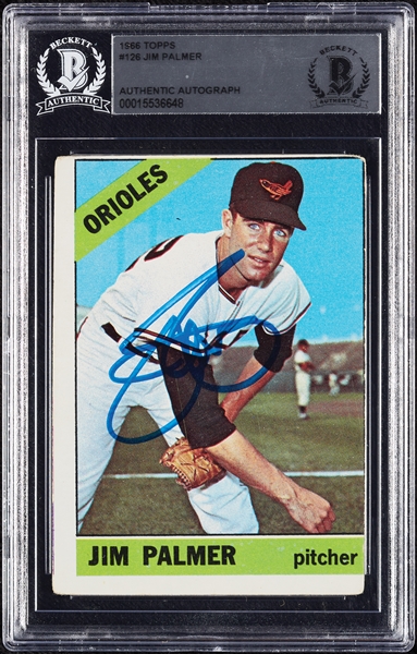 Jim Palmer Signed 1966 Topps RC No. 126 (BAS)