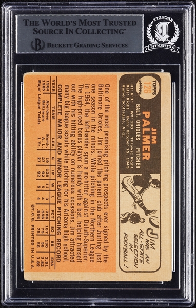 Jim Palmer Signed 1966 Topps RC No. 126 (BAS)