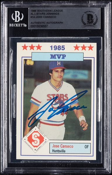 Jose Canseco Signed 1986 Southern League All-Stars No. 14 (BAS)