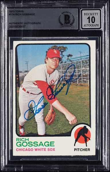 Rich Gossage Signed 1973 Topps RC No. 174 (Graded BAS 10)