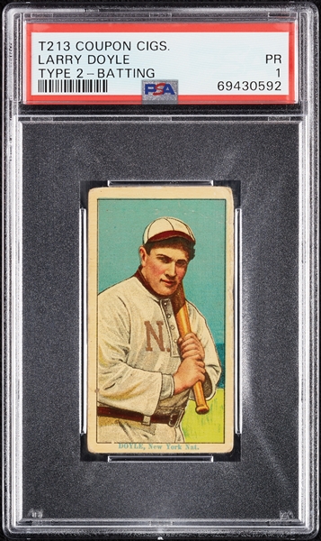 1914 T213 Coupon Cigarettes (Type 2) Larry Doyle Batting PSA 1