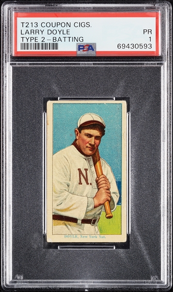 1914 T213 Coupon Cigarettes (Type 2) Larry Doyle Batting PSA 1