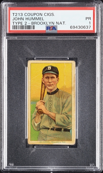 1914 T213 Coupon Cigarettes (Type 2) John Hummel Brooklyn Nat. PSA 1