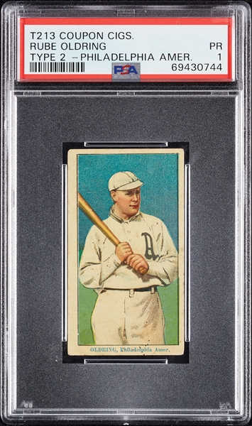 1914 T213 Coupon Cigarettes (Type 2) Rube Oldring Philadelphia Amer. PSA 1