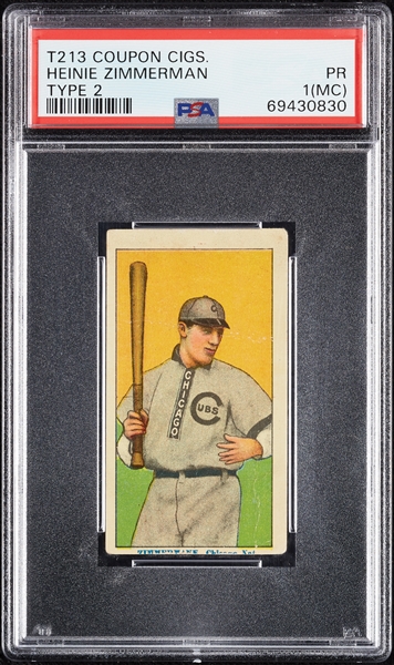 1914 T213 Coupon Cigarettes (Type 2) Heinie Zimmerman PSA 1 (MC)