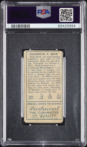 1911 T205 Gold Border Fred Beck PSA 1