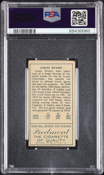 1911 T205 Gold Border Louis Evans PSA 3