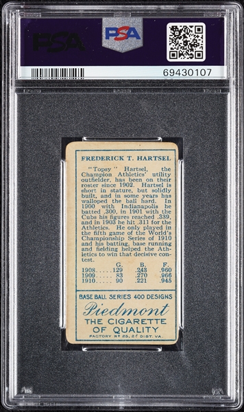 1911 T205 Gold Border Topsy Hartsel PSA 2