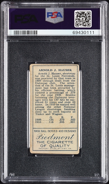 1911 T205 Gold Border Arnold J. Hauser PSA 2