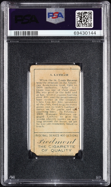 1911 T205 Gold Border A. Latham (A. Latham On Back) PSA 1