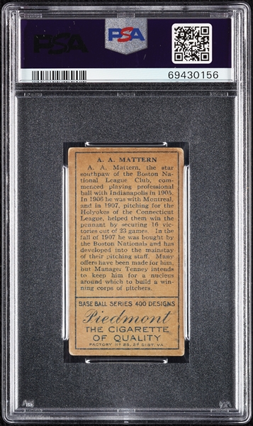 1911 T205 Gold Border A.A. Mattern PSA 3