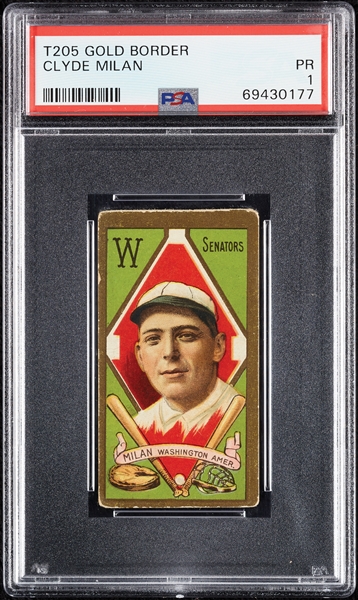 1911 T205 Gold Border Clyde Milan PSA 1