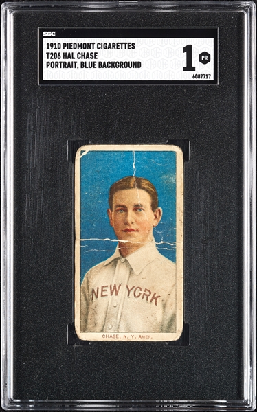 1909-11 T206 Hal Chase Portrait Blue SGC 1