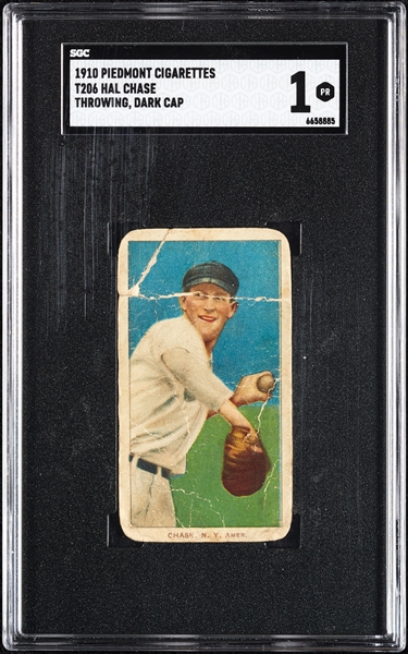 1909-11 T206 Hal Chase Throwing Dark Cap SGC 1