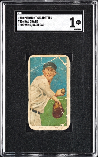 1909-11 T206 Hal Chase Throwing Dark Cap SGC 1