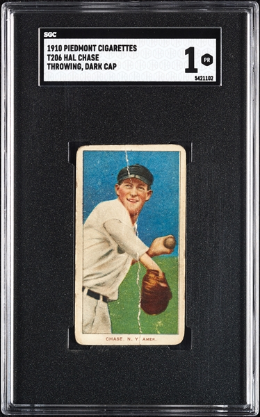 1909-11 T206 Hal Chase Throwing Dark Cap SGC 1