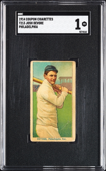 1914 T213 Coupon Cigarettes (Type 2) Josh Devore Philadelphia SGC 1