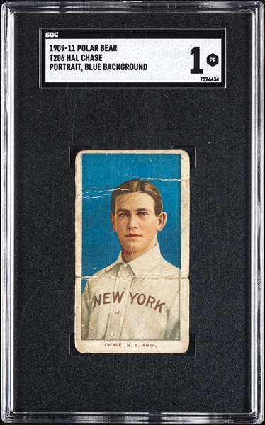 1909-11 T206 Hal Chase Portrait Blue SGC 1