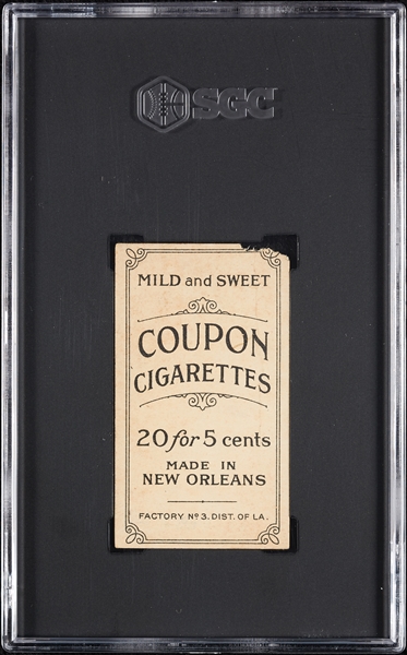 1914 T213 Coupon Cigarettes (Type 2) George McQuillan Pittsburgh Nat. SGC Authentic