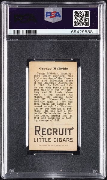 1912 T207 Brown Background George McBride PSA 3