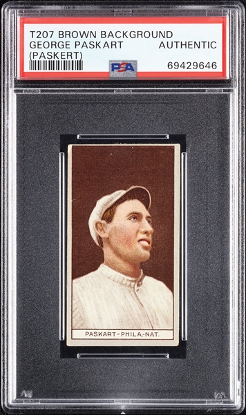 1912 T207 Brown Background George Paskart (Paskert) PSA Authentic